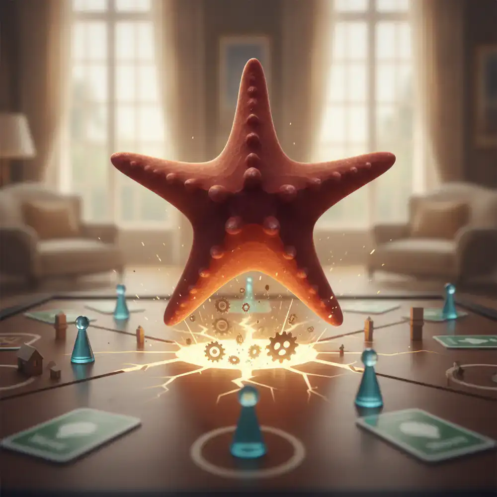 Ilustração de uma estrela do mar sinalizando problemas graves que interrompem o funcionamento do jogo