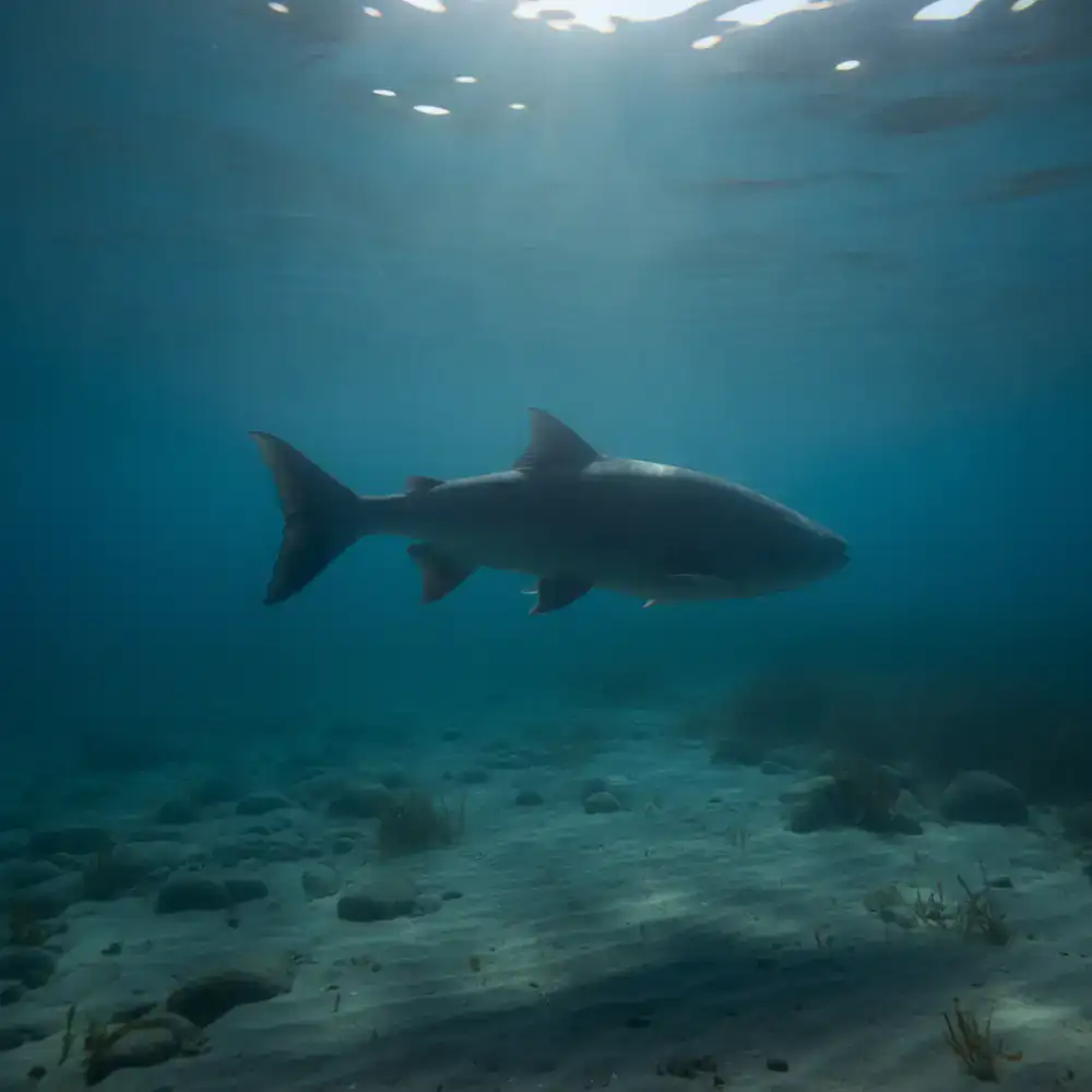 Silhueta misteriosa de um peixe grande
