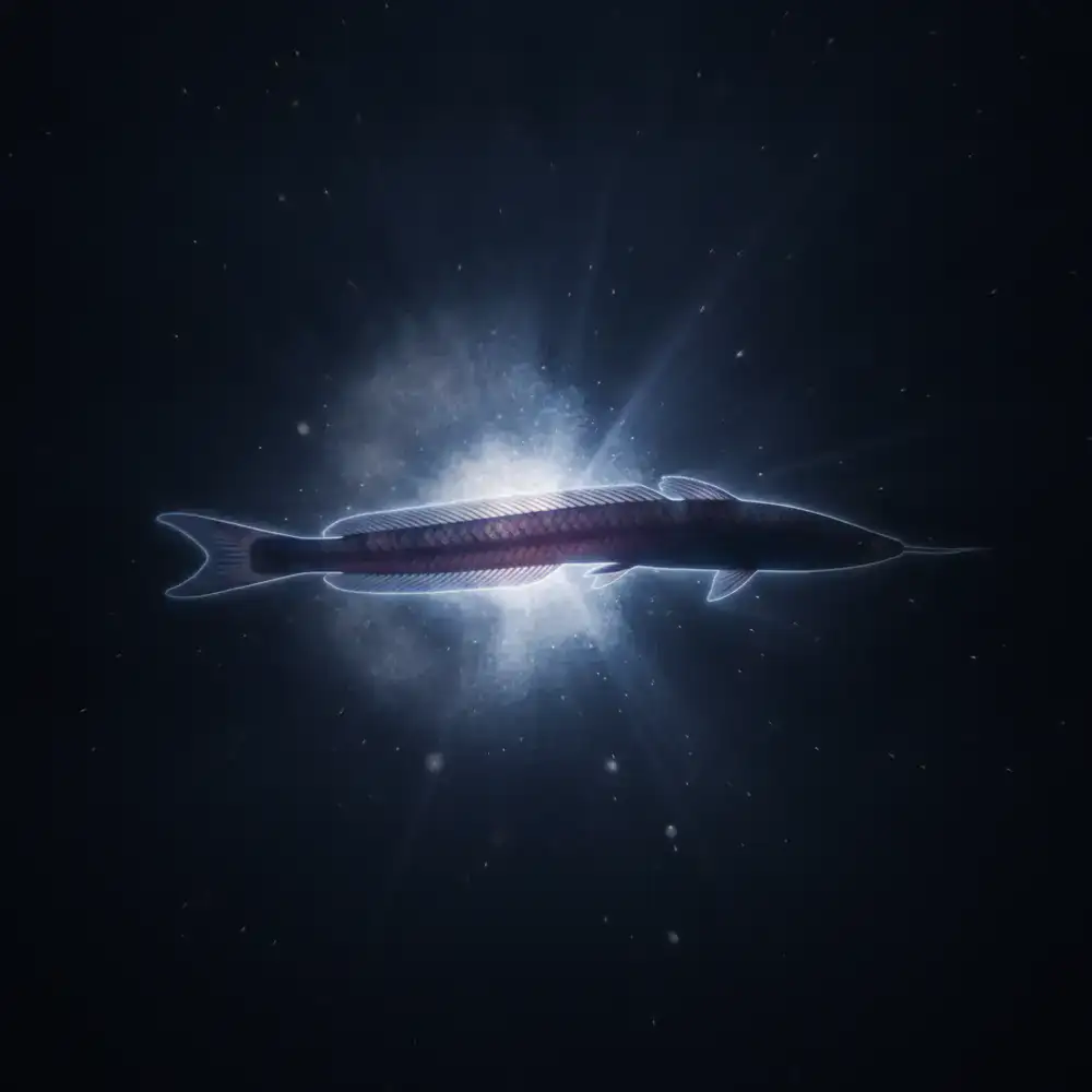 Silhueta misteriosa de um peixe longo